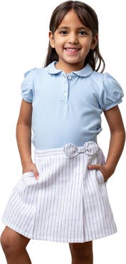 Hope & Henry Girls' Linen Pleated Bow Skort, Toddler