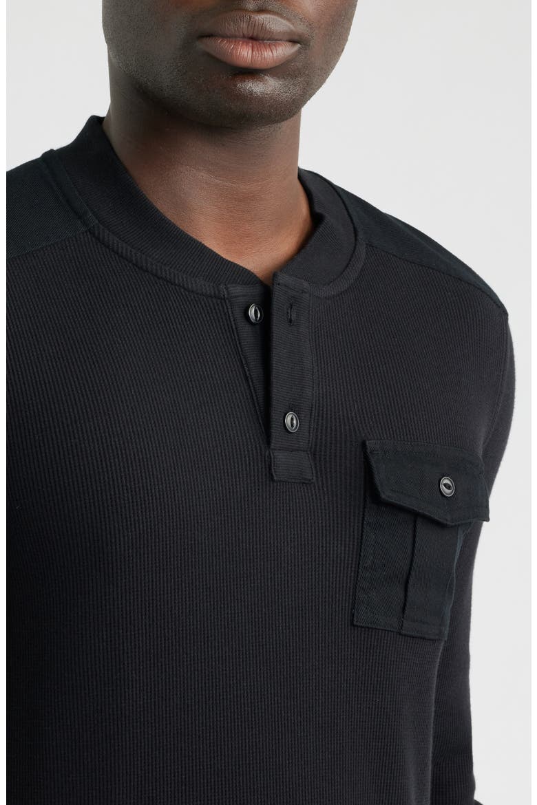 Waffle Stitch Stretch Cotton & Wool Henley, Alternate, color, BLACK