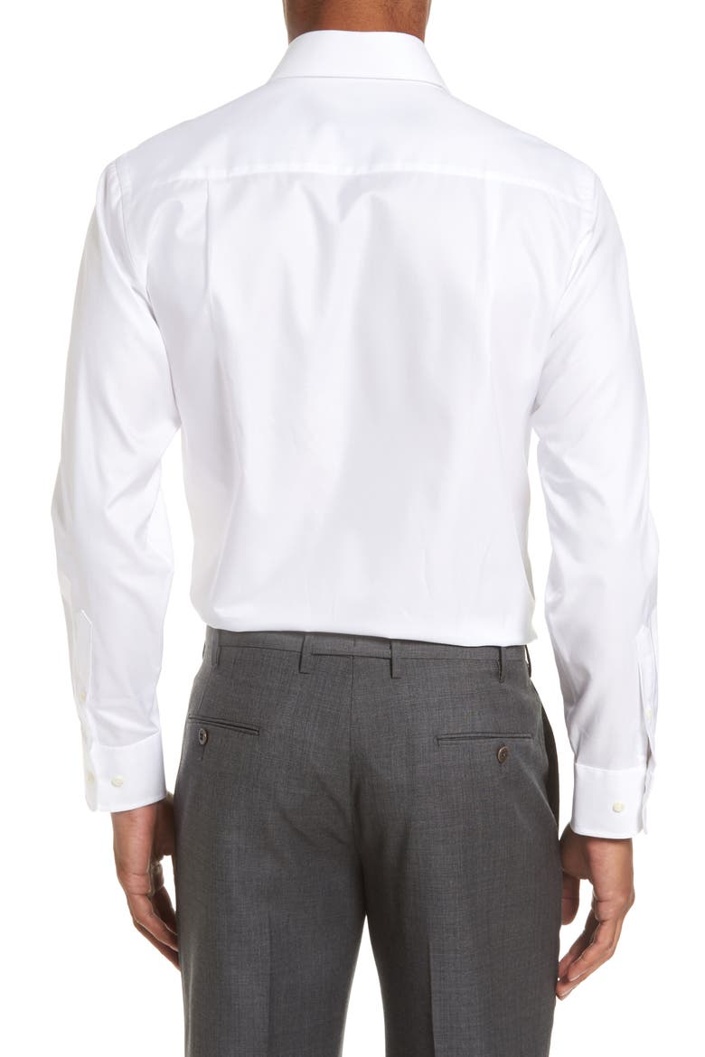 Trim Fit Superfine Twill Dress Shirt, Alternate, color, WHITE
