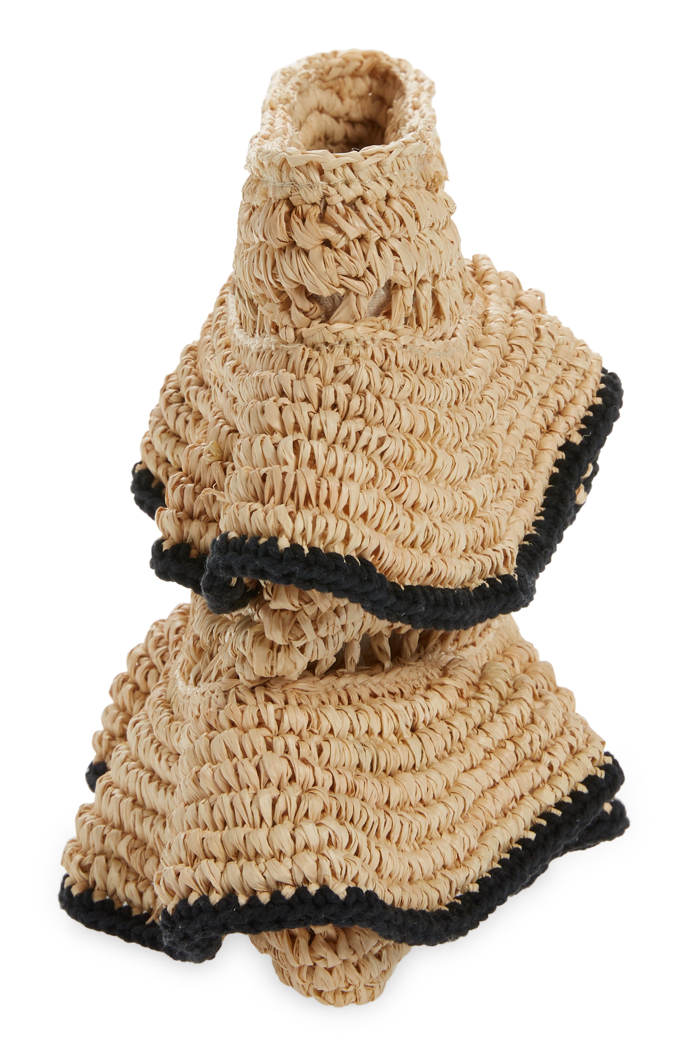 BTB Los Angeles Joey Ruffle Raffia Clutch, Alternate, color, 