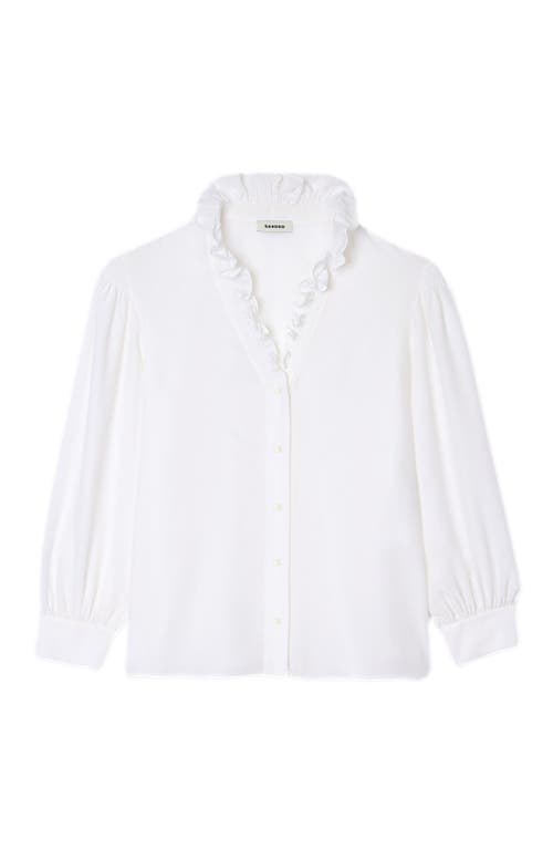 Sandro Floaty Silk Shirt In White