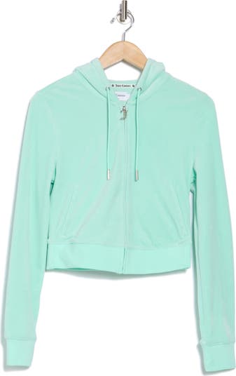 Bling Crop Recycled Polyester Blend Velour Hoodie