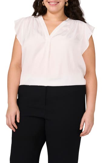 Vince Camuto Ruffle Shoulder Sleeveless Blouse