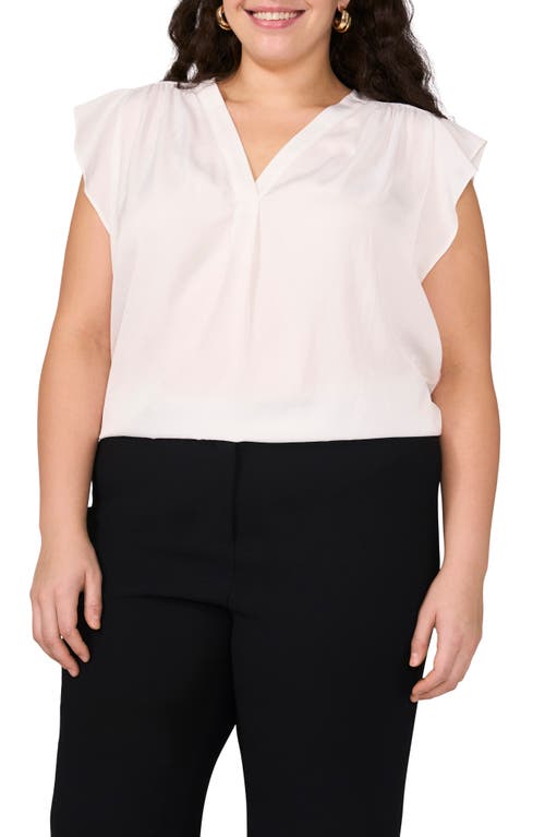 Shop Vince Camuto Ruffle Shoulder Sleeveless Blouse In New Ivory