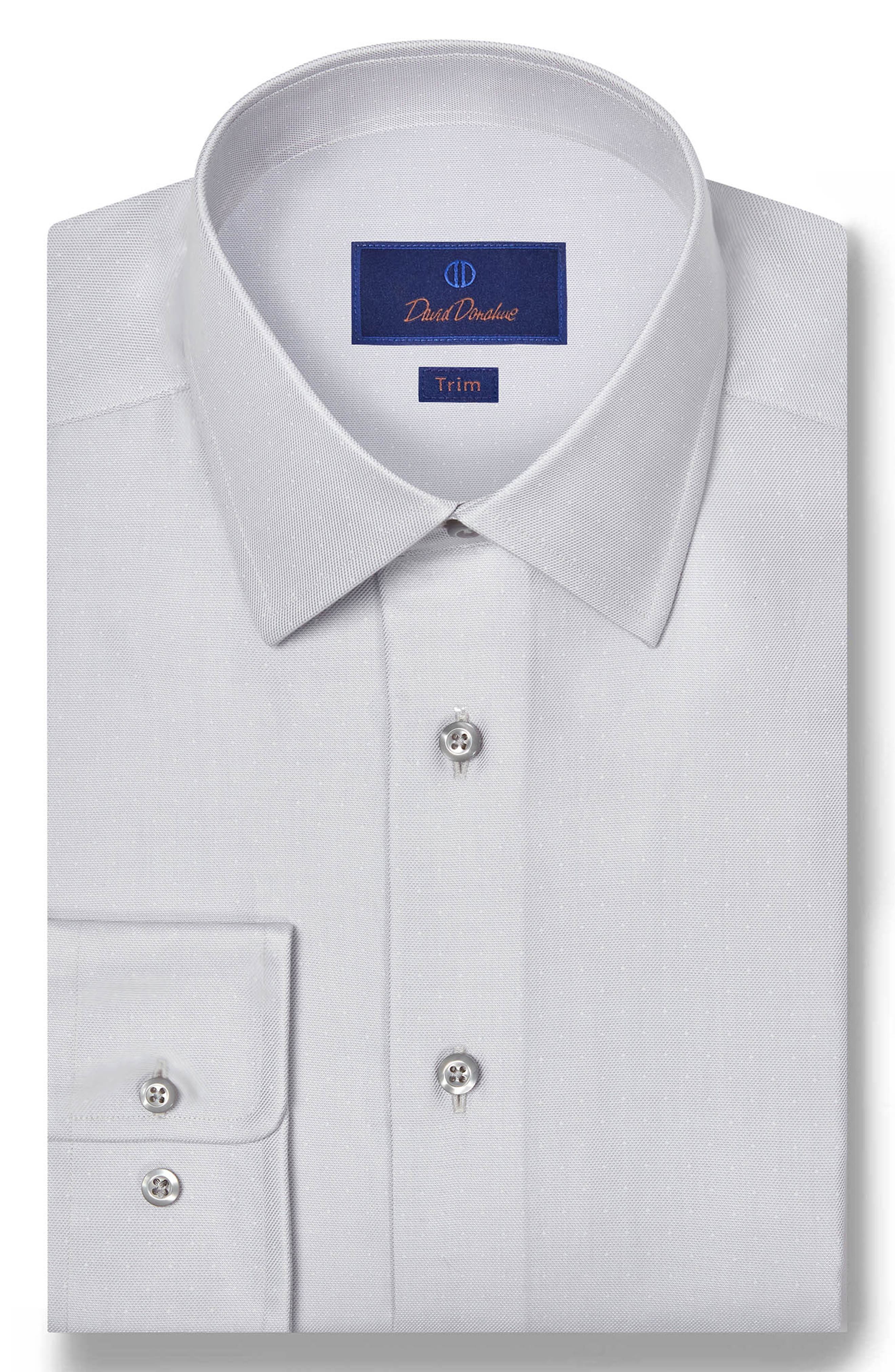Trim Fit Pin Dot Cotton & Silk Dress Shirt