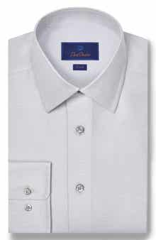 Trim Fit Pin Dot Cotton & Silk Dress Shirt
