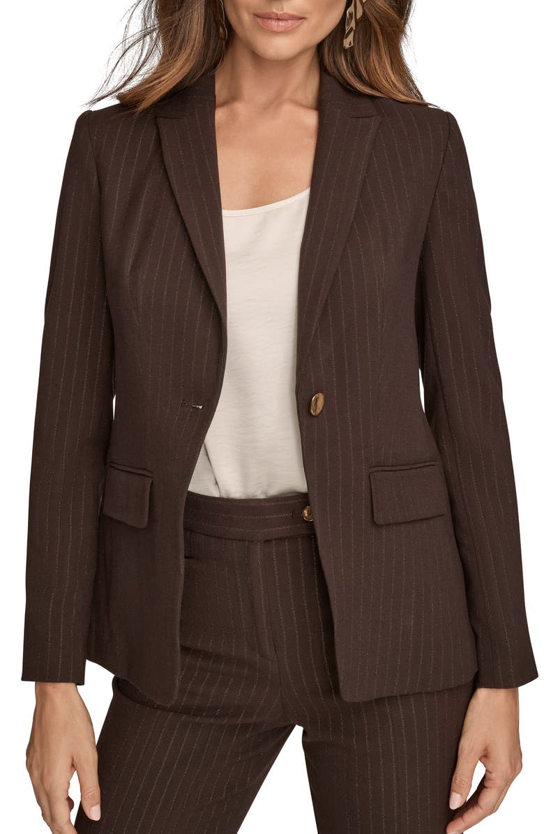 Donna Karan New York One-Button Blazer, Alternate, color, Chocolate