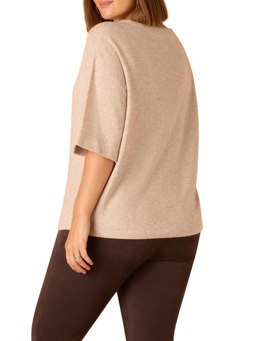 Live Unlimited Short Sleeve Knitted Sweater In Brown
