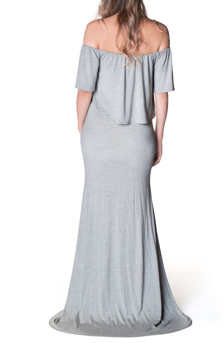 Bun Maternity Simply Stunning Off the Shoulder Maternity Maxi Dress, Alternate, color, 