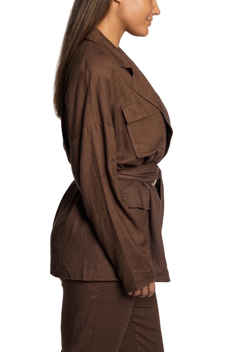 JLUXLABEL Cape Town Belted Cotton & Linen Jacket, Alternate, color,