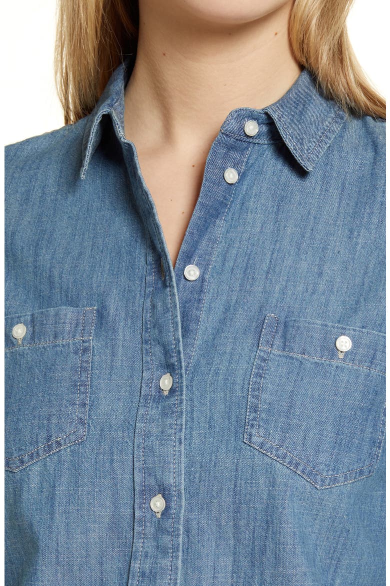 Cotton Chambray Button-Up Shirt, Alternate, color, CHAMBRAY