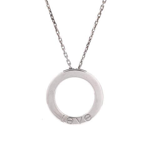 6 Diamonds Love Pendant Necklace 18K White Gold and Diamonds