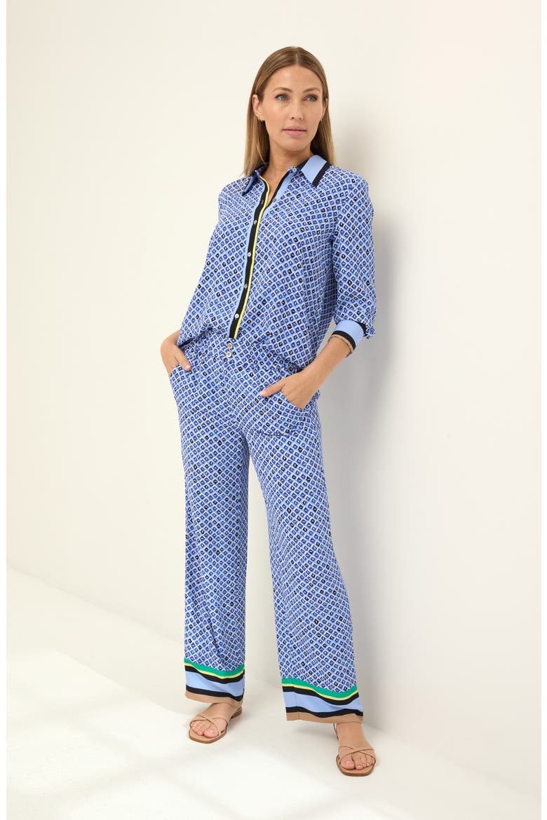 Mosaic Print Button Up Shirt, Alternate, color, BLUE MULTI