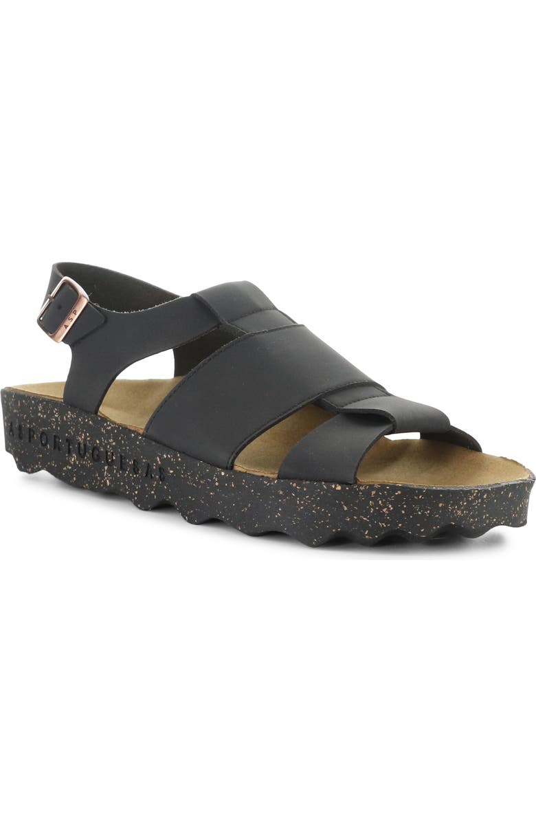 Asportuguesas by Fly London Calla Sandal, Main, color, Black