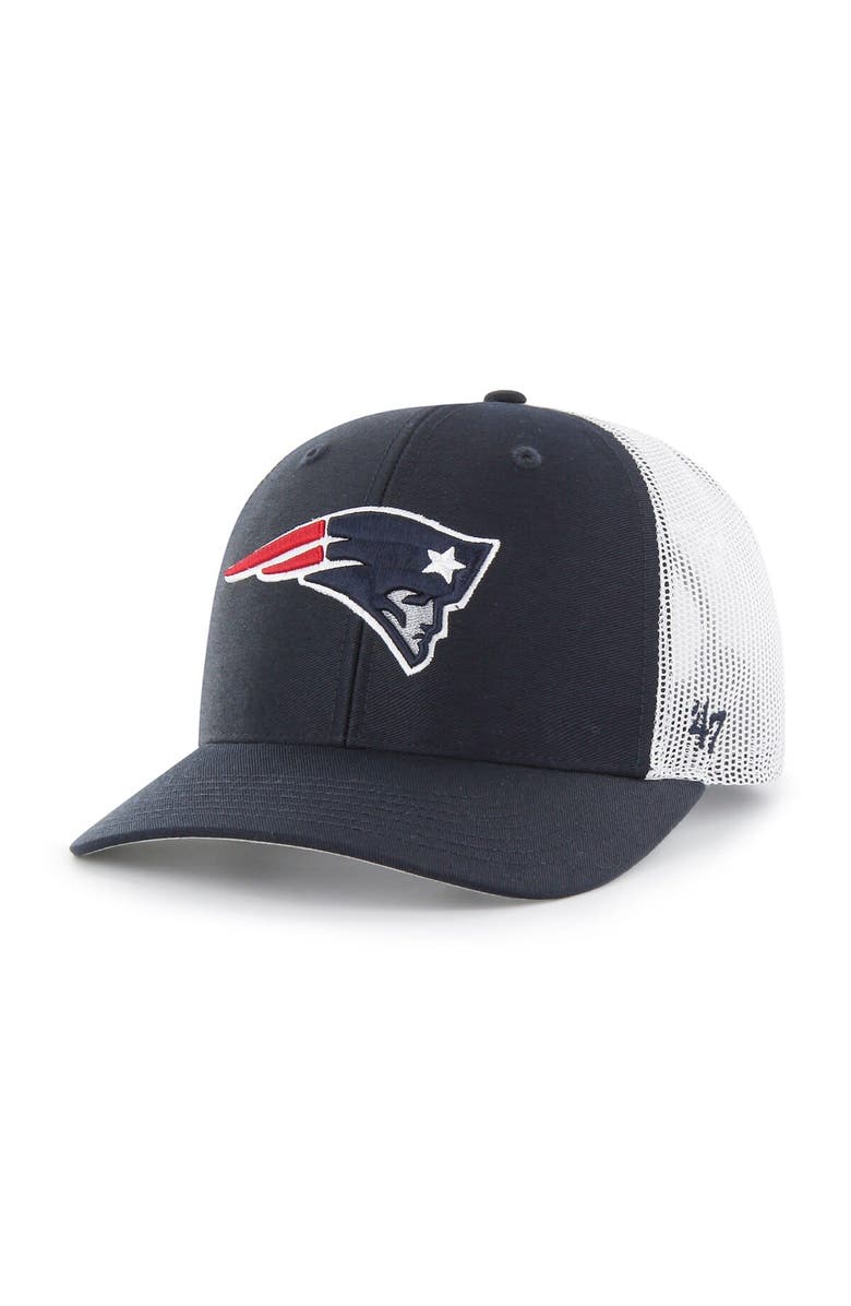 '47 Youth '47 Navy/White New England Patriots Adjustable Trucker Hat, Main, color, 