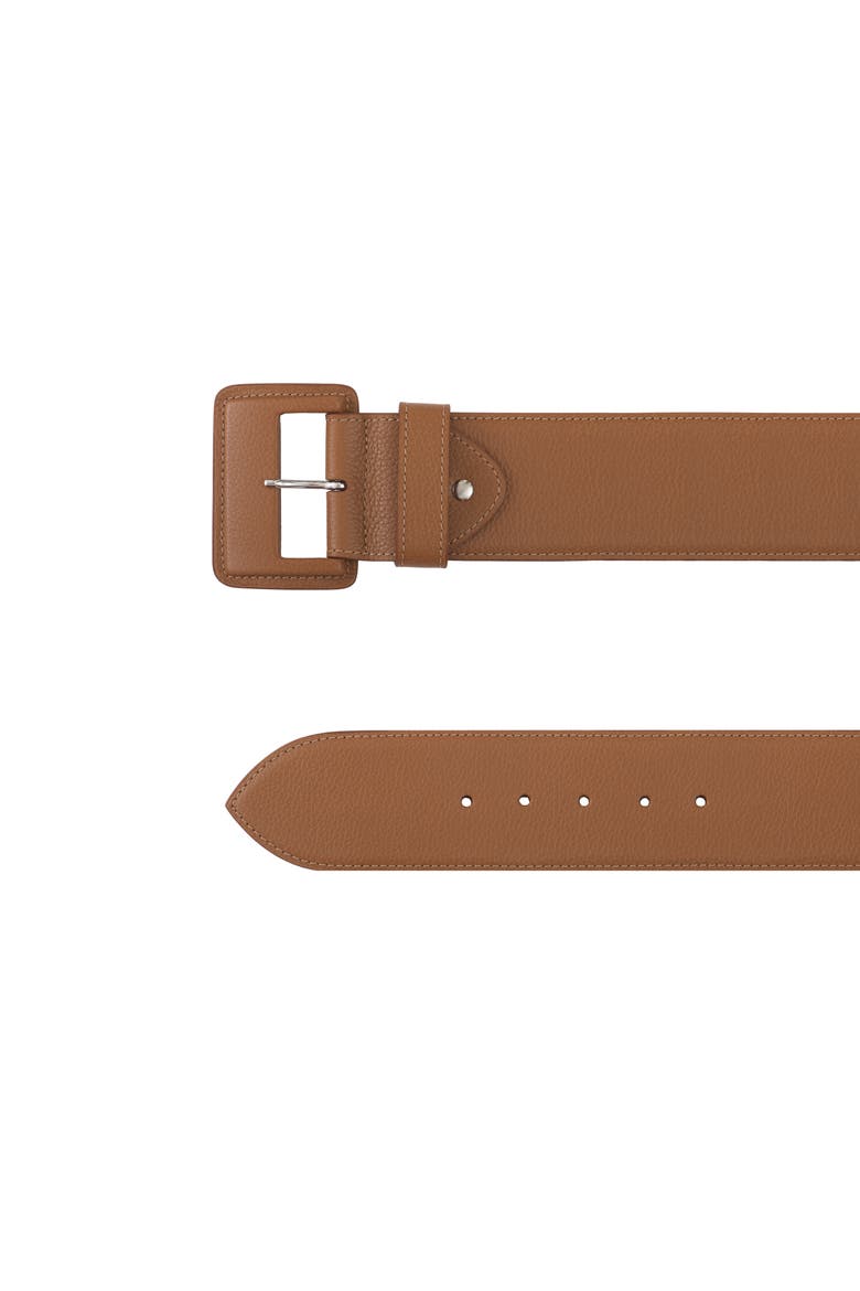 La Merveilleuse Leather Buckle Belt, Alternate, color, Camel