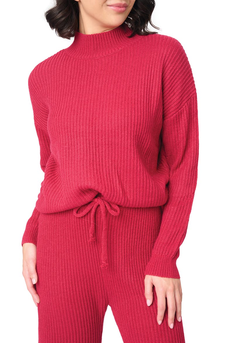 Gigi Rib Mock Neck Sweater, Main, color, RED
