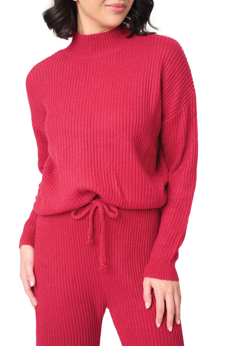 GIBSONLOOK Gigi Rib Mock Neck Sweater, Main, color, Red