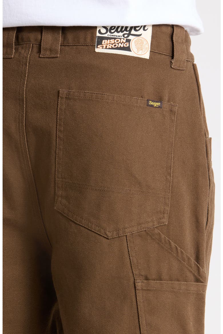 Bison Flat Front Canvas Shorts, Alternate, color, TOBACCOs