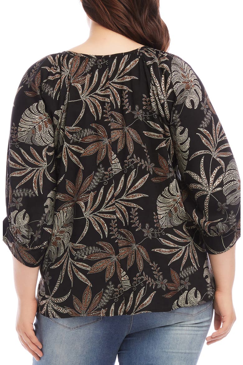 Beaded Blouson Sleeve Top, Alternate, color, BLACK PRINT