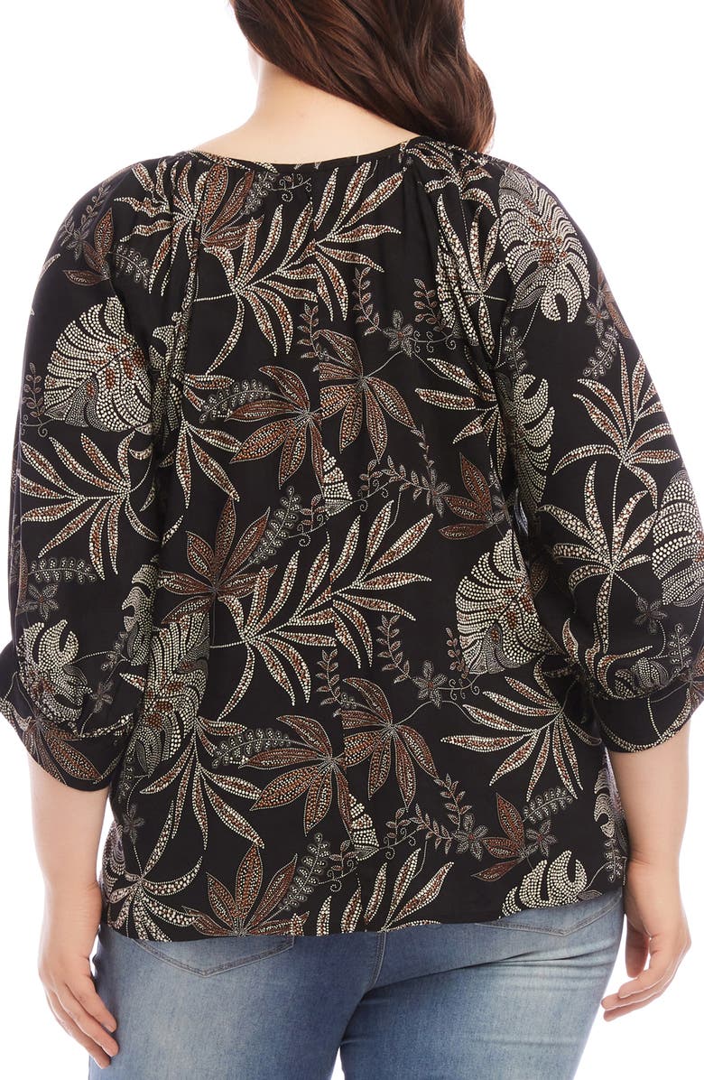Karen Kane Beaded Blouson Sleeve Top, Alternate, color, Black Print
