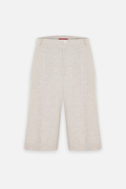 Daydreamers Linen Look Stitch Detail Shorts
