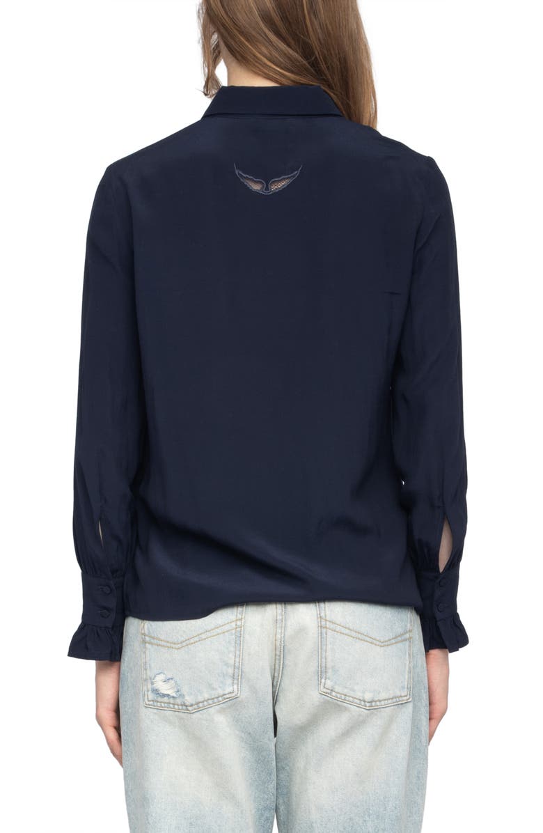 Zadig & Voltaire Thely Frill Button-Up Shirt Shirt, Alternate, color, 