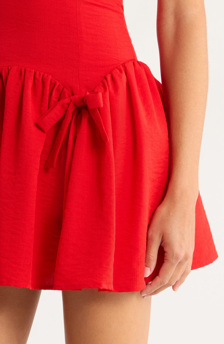 All in Favor Bow Detail Puff Sleeve Minidress, Alternate, color, Red