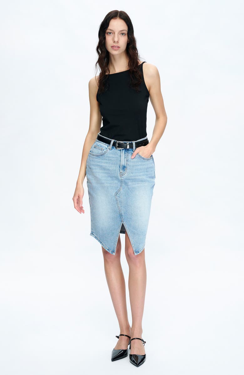 Bayeas Tara Mid Rise Front Slit Midi Skirt, Alternate, color, Cobalt Blue