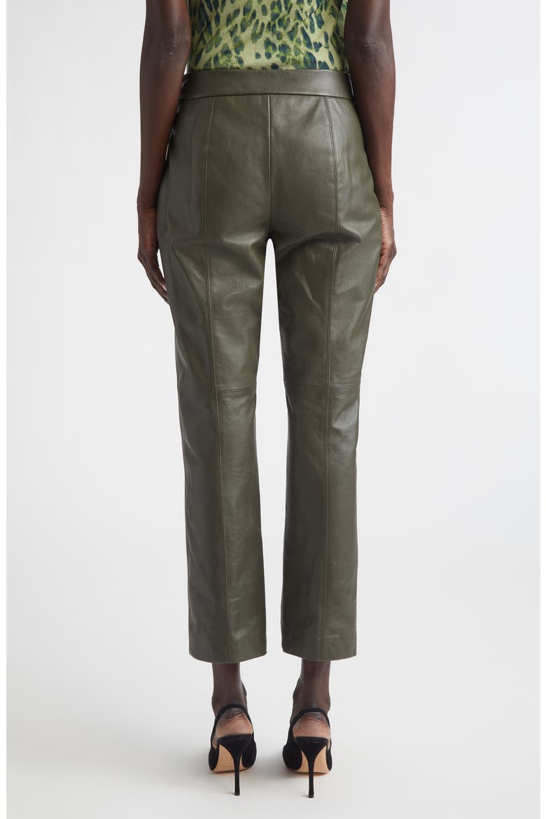 Crop Leather Straight Leg Pants, Alternate, color, OLIVE