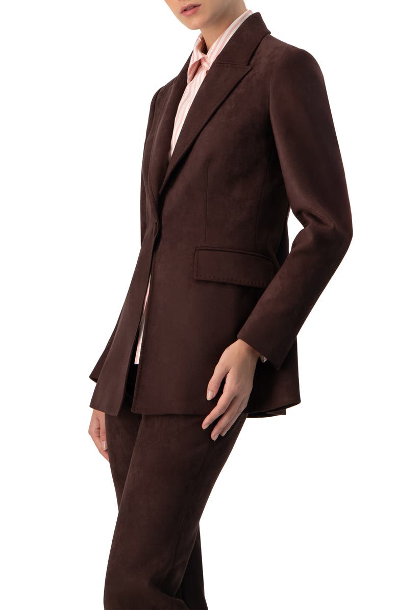 IVONNE Single-Breasted Faux-Suede Blazer, Alternate, color, Brown