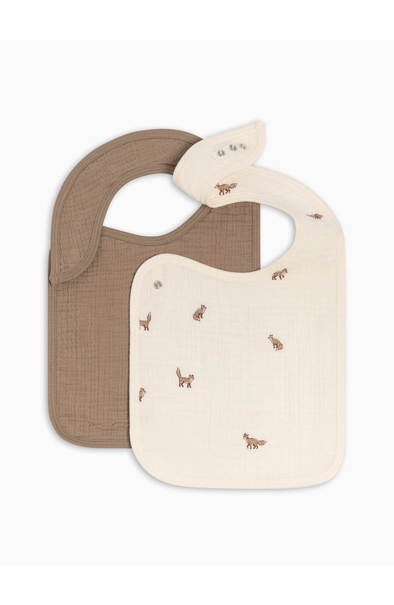 Colored Organics Organic 2-Pack Muslin Bibs, Alternate, color, Fox + Taupe