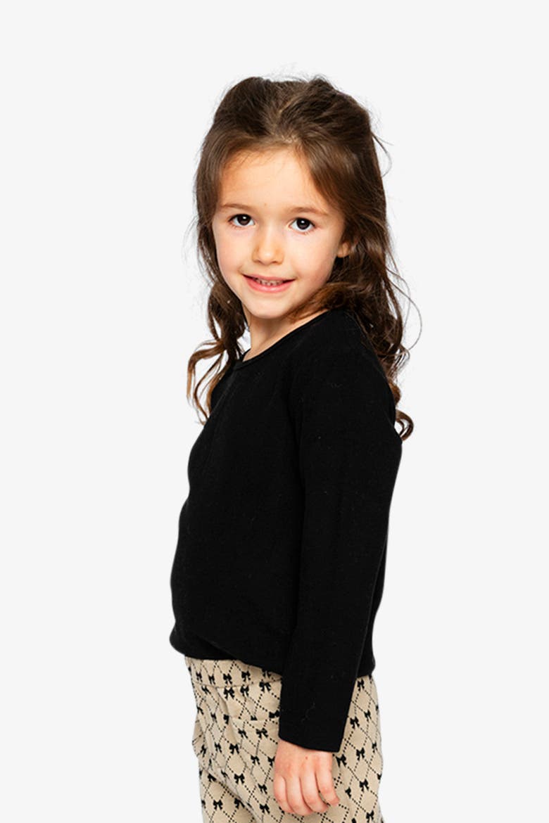 Ribbed Crew Neck Long Sleeve Top, Alternate, color, Black