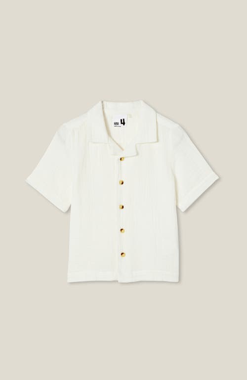 Cotton On Kids Kid's Cabana Short Sleeve Shirt In Vanilla Cheesecloth