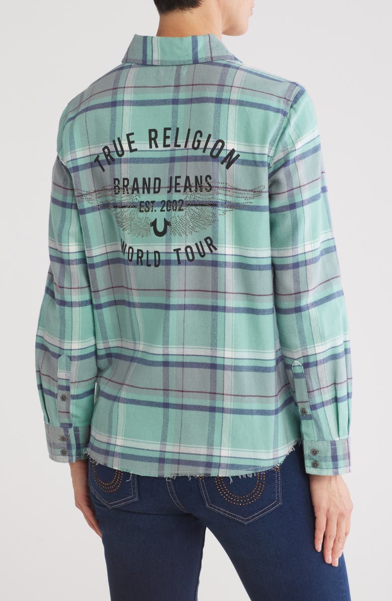 True Religion Boyfriend Plaid Cotton Button-Up Shirt, Alternate, color, 