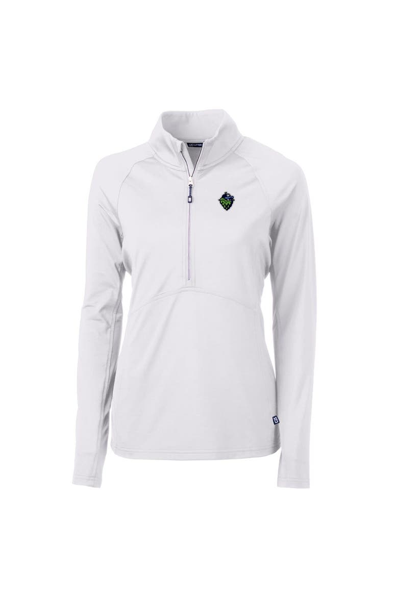 Women's Cutter & Buck White Hillsboro Hops Adapt Eco Knit Stretch Recycled Half-Zip Top, Alternate, color, White