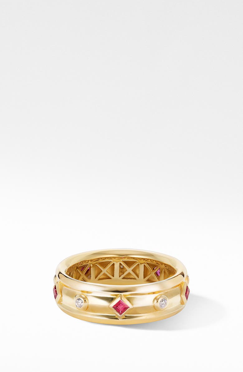 David Yurman Modern Renaissance 18K Gold Ring with Rubies & Diamonds, Main, color, 