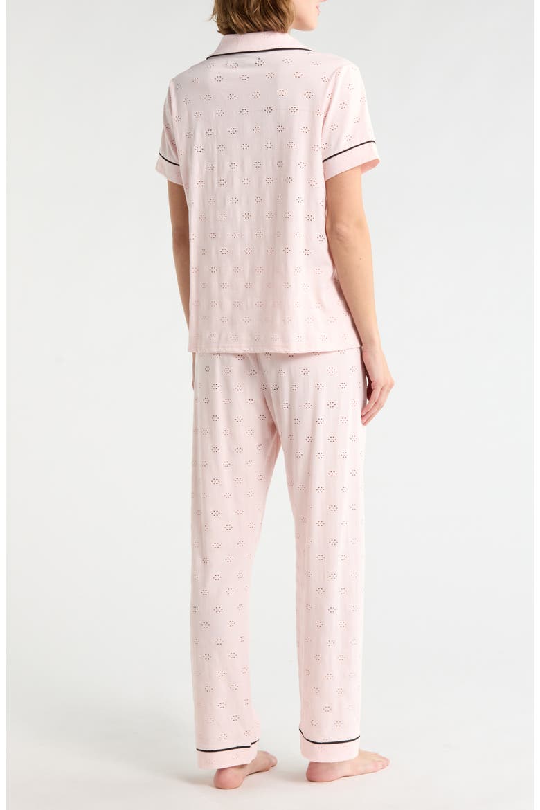 Eyelet Short Sleeve Pajamas, Alternate, color, HEAVENLY PINK