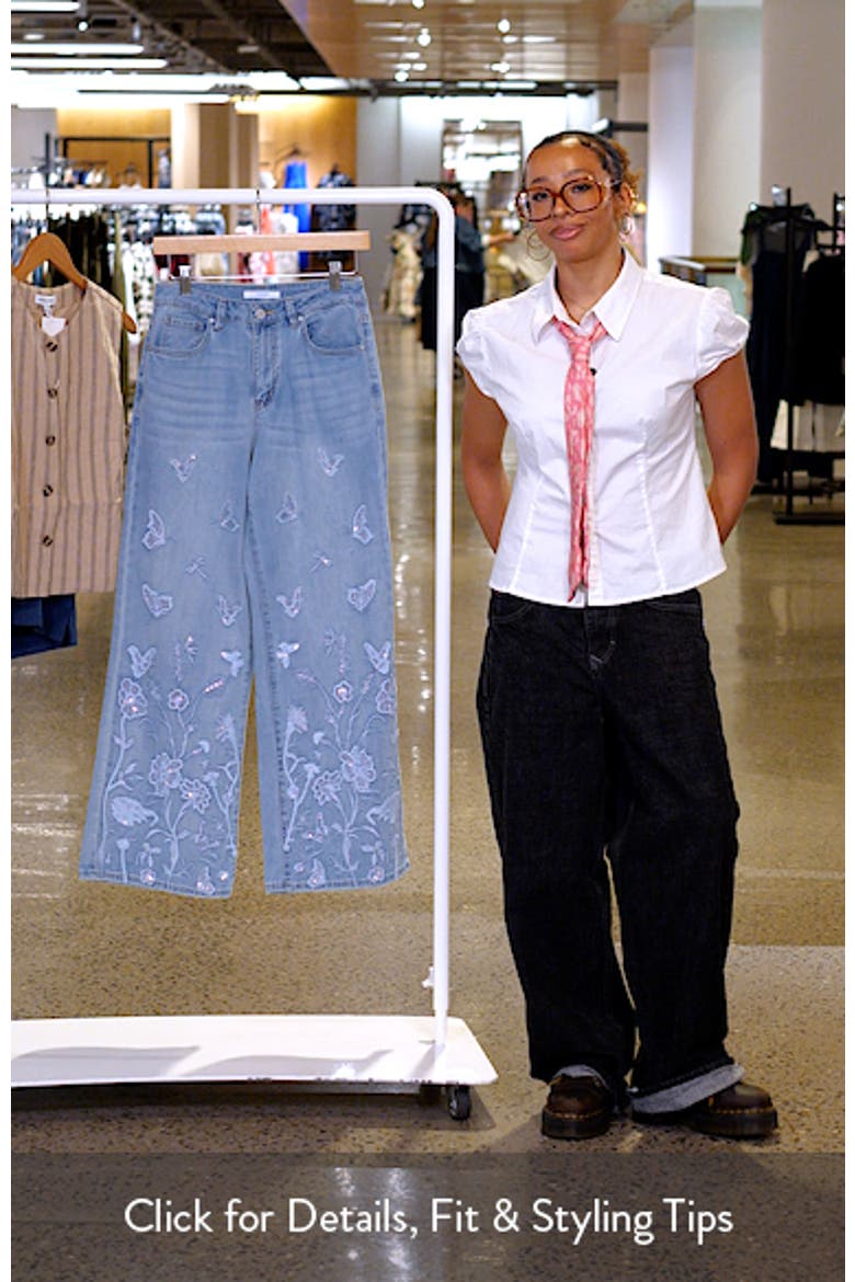 Embroidered High Waist Wide Leg Jeans video