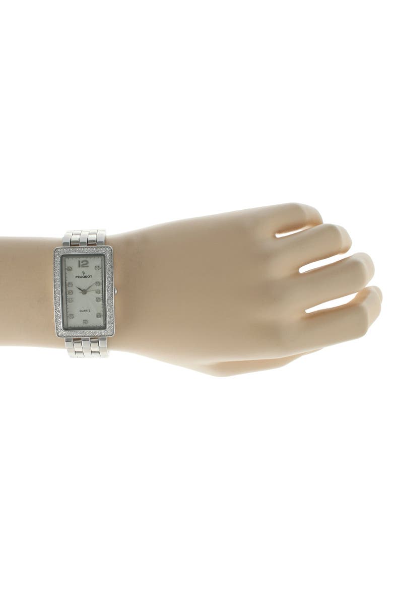 Rectangular Crystal Bezel Bracelet Watch- 40x25MM, Alternate, color, Silver