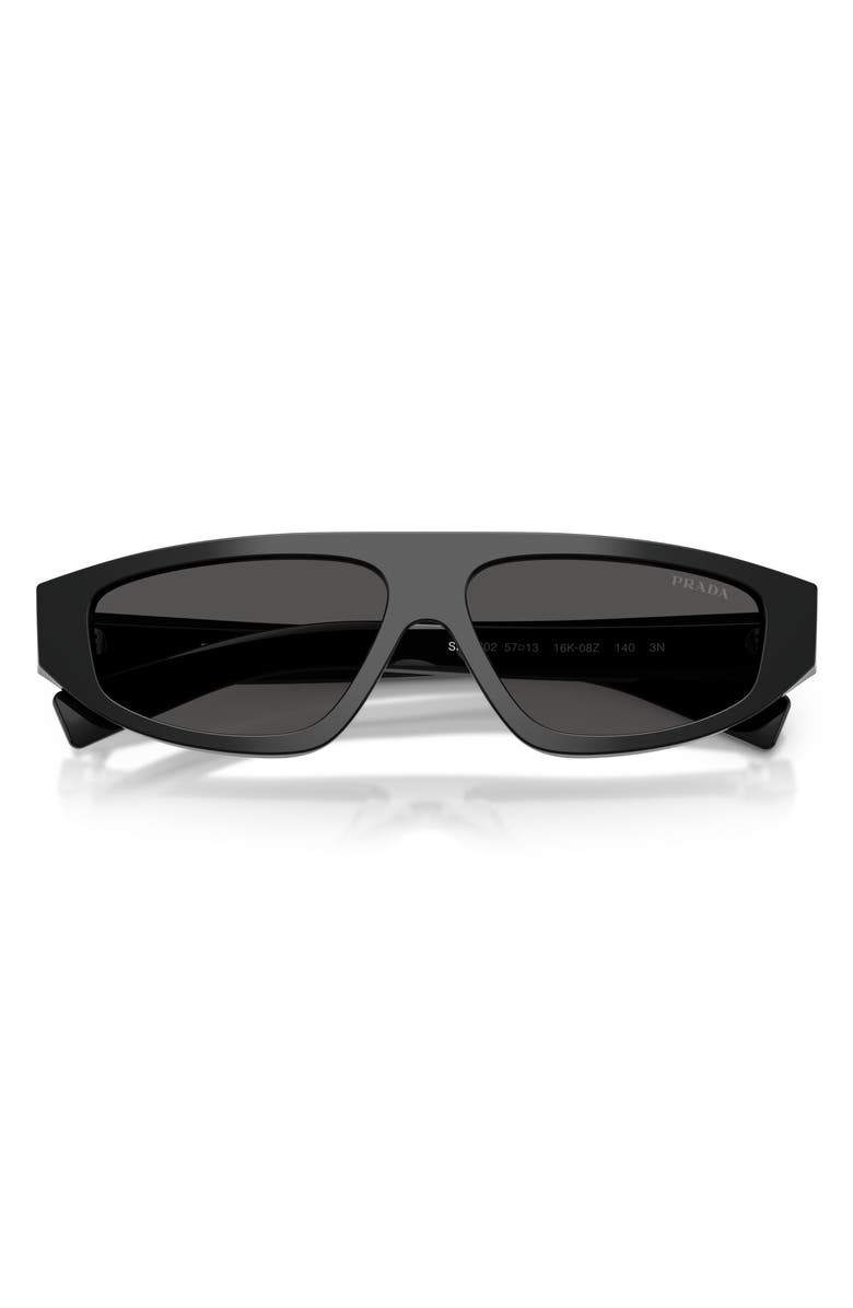 Prada 57mm Irregular Sunglasses, Alternate, color, Black / Dark Grey