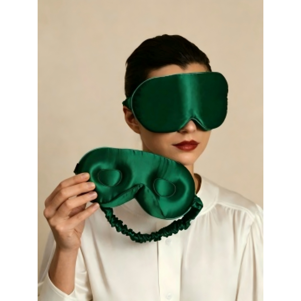 Silksilky 22 Momme Mulberry Silk Upgraded 3d Adjustable Eye Mask In Green