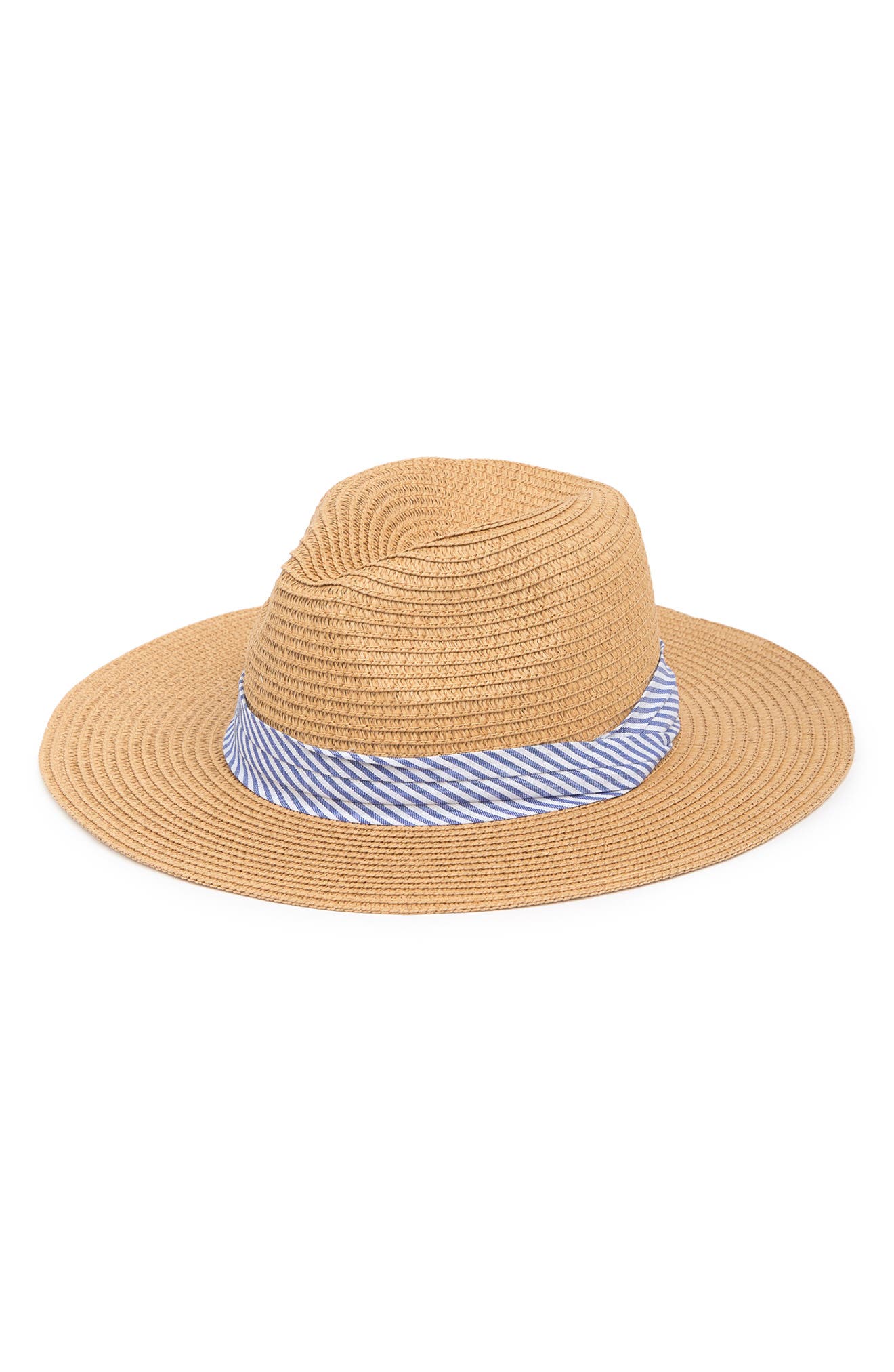 Lulla Collection by Bindya Stripe Trim Straw Fedora | Nordstromrack