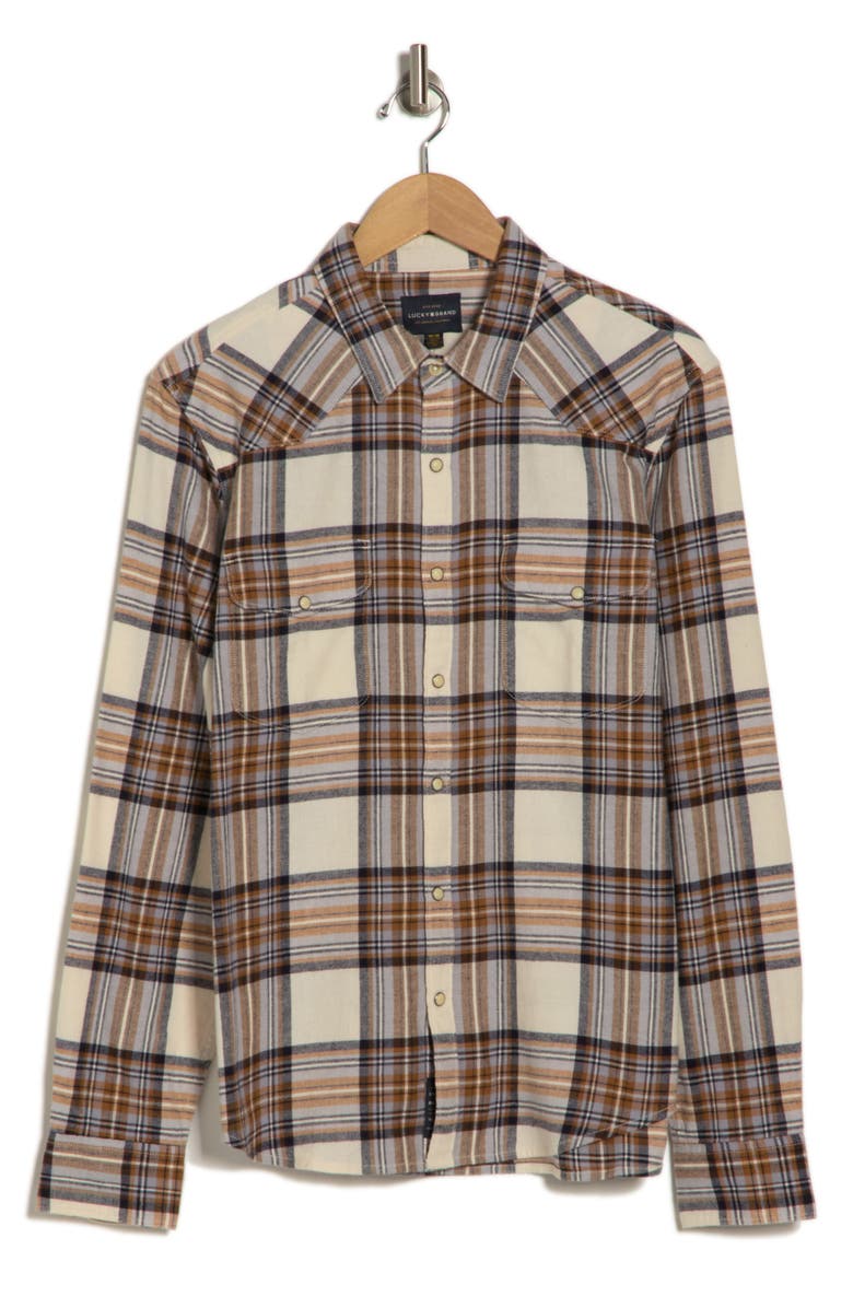 Lucky Brand Santafe Western Plaid Flannel, Alternate, color, Brown Multi