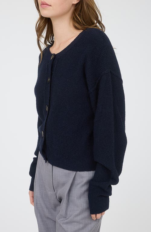 Blu Pepper Crewneck Button Down Cardigan In Blue