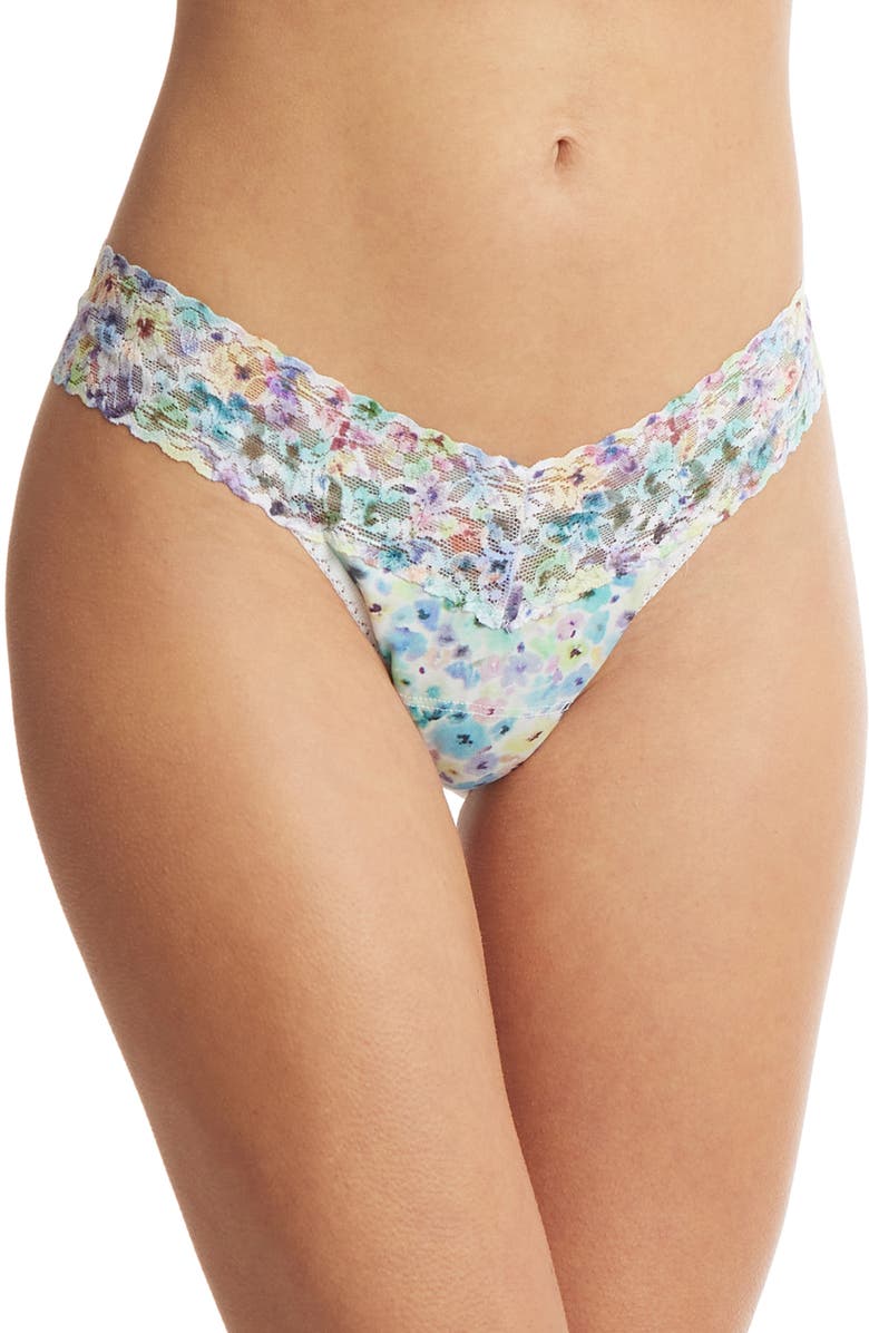 Hanky Panky Print Supima<sup>®</sup> Cotton Low Rise Thong, Alternate, color,