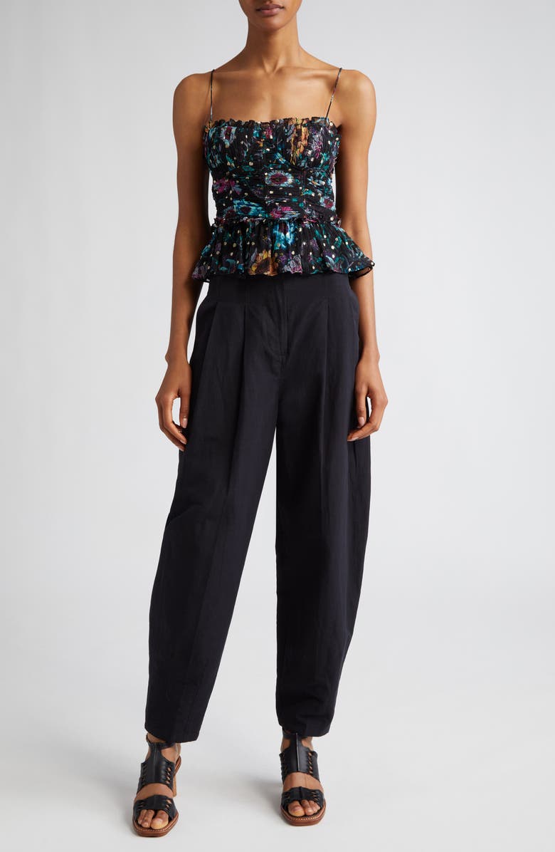 Ulla Johnson Amabel Ruched Peplum Silk Camisole, Alternate, color, 