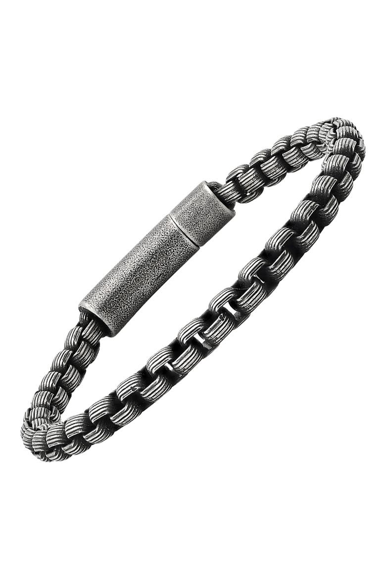 Men's Oxidized Stainless Steel Chain Bracelet, Alternate, color, METALLIC