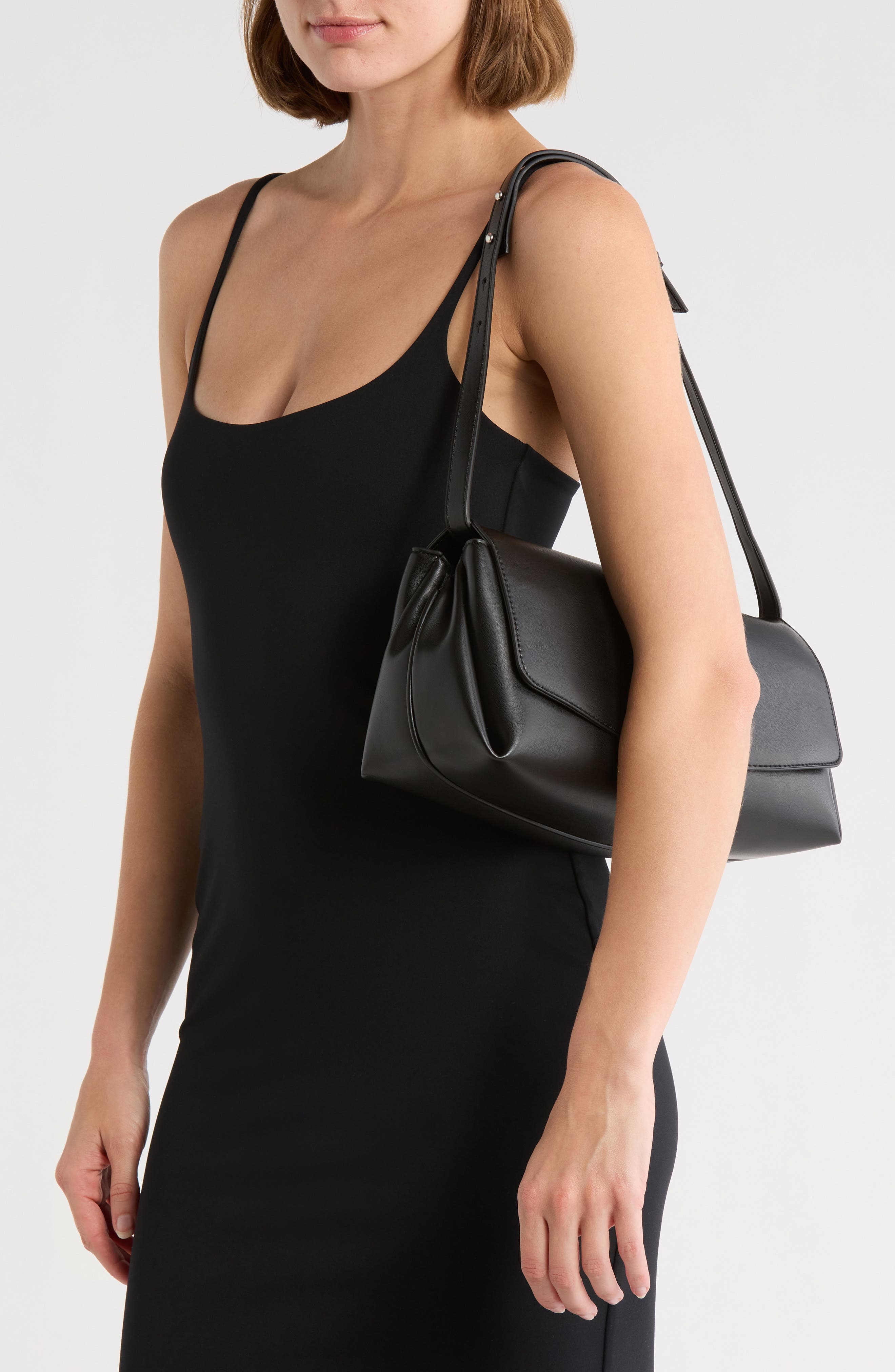 BCBG Draped Shoulder Bag, Alternate, color, Black