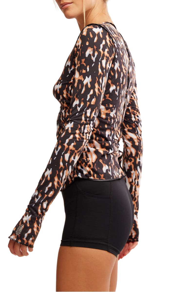 Free People Patterned Right On Running Base Layer, Alternate, color, Tortoise Shell Combo